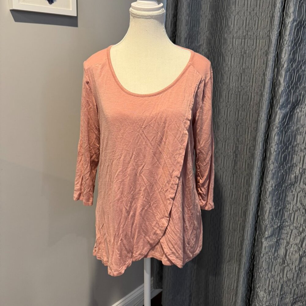 Milk Nursingwear Women's Long-Sleeve Slub Top Tulip Front Peach Color Size M